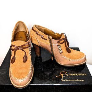 B Makowsky vintage luxury leather heeled Oxford style loafers size 5.5, like new